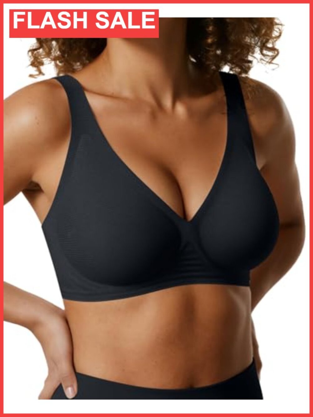 Womens Wireless Push Up Deep V Bralette Jelly Bra Seamless T-Shirt Bras